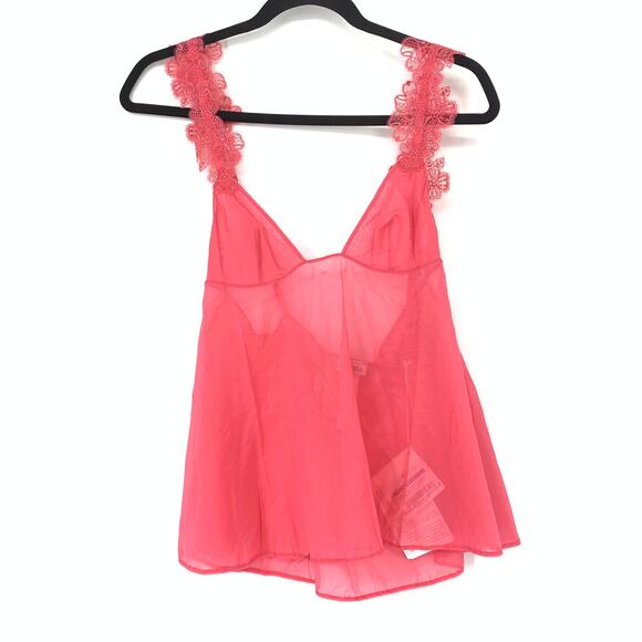 La Perla IT Sz 2 US S English Rose Ruffle Straps Silk Camisole Coral Pink NEW - Picture 3 of 9